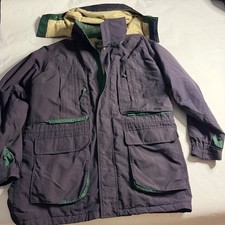 Woolrich Vintage Uomo Parka Chore Giacca Blu Navy Verde Taglia L con Cappuccio Outdoor