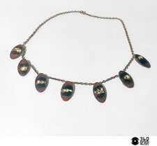 Collana antica in ottone e smalto vintage Italy 1920s