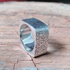 Anello da uomo in argento 925 con sigillo anello taglio quadrato cubo...