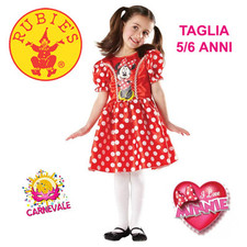 COSTUME VESTITO DI CARNEVALE BAMBINA TOPOLINA MINNIE 5/6 ANNI RUBIES
