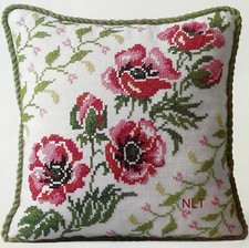 Kit ricamo punto croce timbrato vintage cuscino papaveri cottage nucleo coloniale