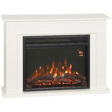Camino Elettrico Fiamma 5 Luminosità e Timer 98x23.5x69 cm Bianco R355WT DecHome