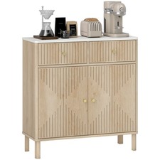 HOMCOM Credenza Buffet con 2 Cassetti, Armadietto e Piano Effetto Marmo Rovere