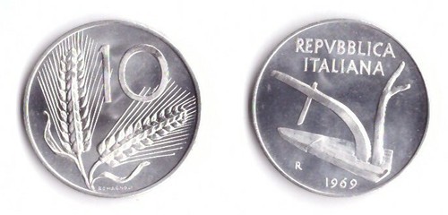 1969 italia lire - italia, 10
