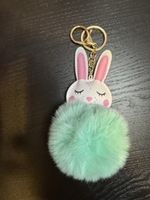 Bunny Pom Pom Keychain Green