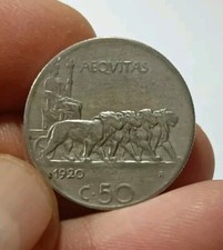 Italia 50 Centesimi 1920 Leoni