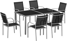 Set Da Giardino, Mobili Da Giardino, 7 Pezzi, 6 Sedie E 1 Tavolo in Acciaio, Sed