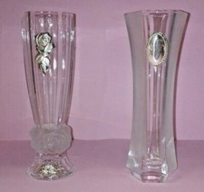 Coppia Vasetti Monofiore Cristallo e argento Prodotto Italiano altezza 17x6 cm