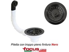 Piletta pilettone lavello cucina PVD Nero con troppo pieno