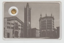 Tessera con moneta in oro bagnato Papa Giovanni Paolo II visita Parma (tm31)