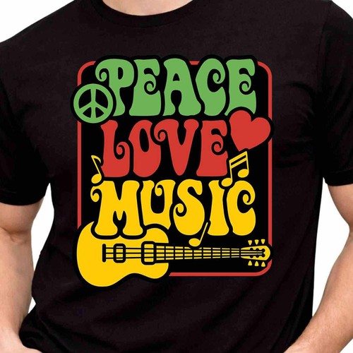 Maglietta peace love music - maglietta,