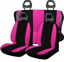 Coprisedili per panda 2003-2012 in cotone fucsia/nero -su misura, made in italy