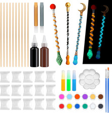 38 Pezzi Bacchetta Magica Kit Bricolage, 10 Bastoncini Bacchette Magiche in Legn