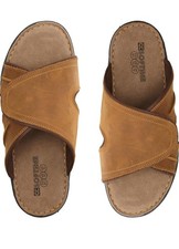 Sandali comodi da uomo slip on in pelle scarpe da spiaggia vacanza punta aperta ciabatte UK 10