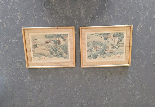 Coppia dipinti fiume asiatico