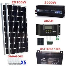 Kit Fotovoltaico 2 KW Pwm Inverter 2000W Pannello Solare 200W Batteria 120 Amp