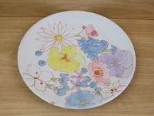 vecchio PIATTO IN CERAMICA ERNESTINE SALERNO decorato fiori gialli rosa blu