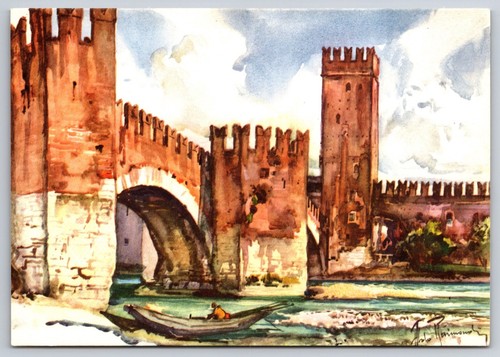 Postcard verona old castle - verona,