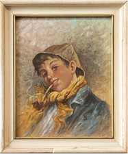 Dipinto Olio Attribuito ad Alfredo Scotti (1868-30) Scugnizzo, Scuola Napoletana