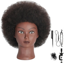 Testa Di Manichino Afro Con Capelli Umani Ricci Al 100%, Testa Di Manichino per 