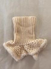 Scaldacollo maglia tricot lana beige fatto a mano bimba bambina