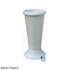 PORTAFIORI VASO PER CIMITERO CON BASE BIANCO D.17xH.36 cm