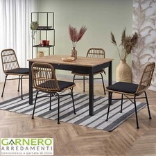 Tavolo allungabile moderno 124/168cm rovere wotan nero design sala pranzo SABO