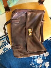 Borsa pelle Vintage Tan Brown Leather Bag Case Briefcase Medical Doctor Lock