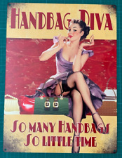 Borsa a mano diva insegna metallo pin up ragazza novità donna tana uomo grotta 40 cm x 30 cm