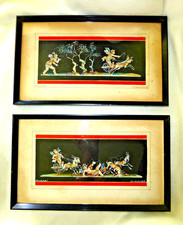 Vintage Antonio Francione, Pair of Pompei Chariot Racing Cherubs Framed Gouaches
