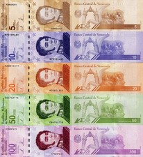 VENEZUELA - Lotto 5 banconote 5/10/20/50/100 Bolivares digitales 2021 FDS - UNC