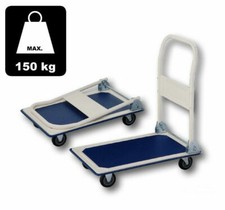 CARRELLO PORTAPACCHI 4 RUOTE PIENE CARRELLINO TRASLOCHI PORTATUTTO PEDANA 150 KG