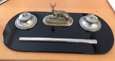 Calamaio antico scrittoio originale d’epoca con decoro cerbiatto Antique Inkwell