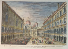 Venezia Palazzo Ducale STAMPA Panoramica Piazza San Marco ITALIA Brustolon 1700