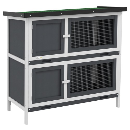 Pawhut rabbit hutch double - rabbit,