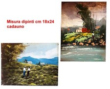 Dipinti,quadri Paesaggi di montagna,olio su compensato Pezzi 2  Misure cm 18x24
