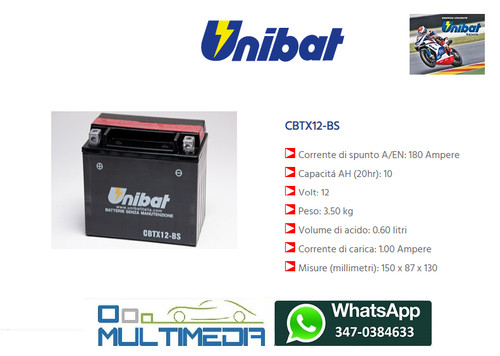 Batteria unibat per piaggio - batteria,
