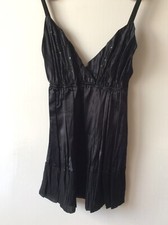 canottiera raso nera con paillettes, United Colors of Benetton, taglia S