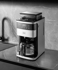 Melitta Aroma Fresh Plus Macchina da caffè a goccia 10 tazze con macinacaffè - Inox e Nero