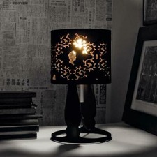 VIABIZZUNO - RICCAMI, lampada da tavolo, lampadina E14, dimmerabile, nero. 