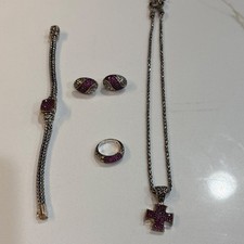 Effy SS/Gold Ruby Jewelry Set