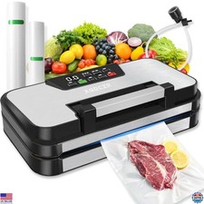Macchina Sigillatrice Sottovuoto 95kPa, Potente Doppia Pompa 10 in 1 Sistema di Sigillatura Alimenti