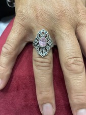 anello vintage argento 925 con marcasite ed ametista