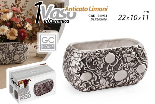 Vaso anticato ovale rustico - vaso,