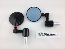 Specchietti ergal CNC tondi da manubrio, alluminio, cafe racer, nero-rosso