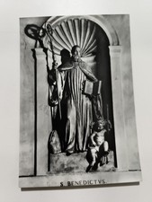 SAN BENEDETTO PO BASILICA STATUA DI BEGARELLO CARTOLINA BIANCO E NERO VINTAGE