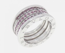 BULGARI B.ZERO1 ANELLO A TRE FASCE IN ORO BIANCO E PAVE' IN TORMALINA ROSA