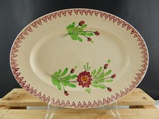 VINTAGE RARO VASSOIO PIATTO PORTATA CERAMICA FRANCESE COUNTRY CHIC DECORO A MANO