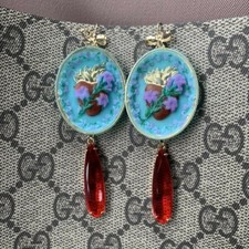 orecchini cuore sacro argento 925 pendenti exvoto turchese rosso