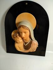 capezzale gesso MADONNA con bambino anni 50 policroma deco arte sacra